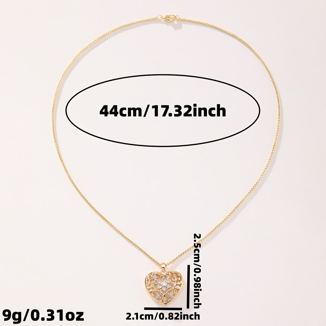 14K Gold Openwork Heart Diamond Pendant Necklace, Vintage Floral Filigree Necklace