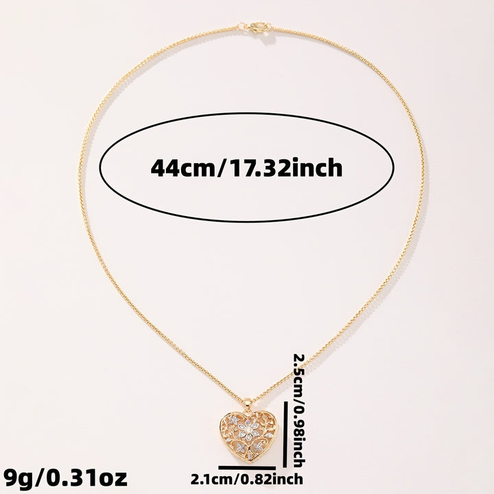 14K Gold Openwork Heart Diamond Pendant Necklace, Vintage Floral Filigree Necklace