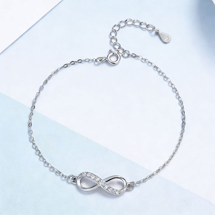 Set with Diamond Infinity Symbol Dainty Bracelet, Adjustable Forever Love Wrist Chain