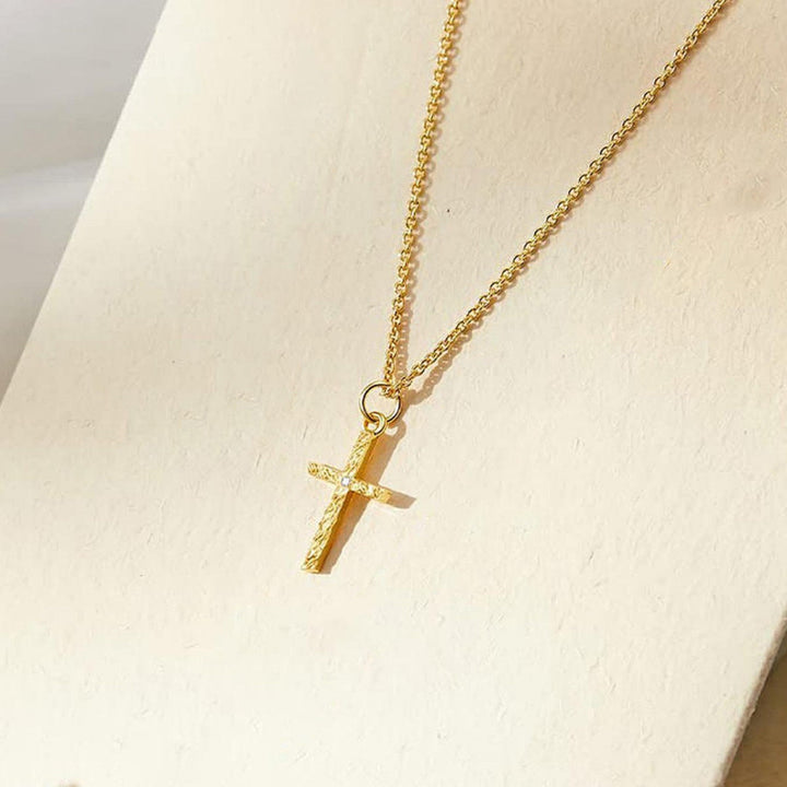 27 Vintage Filigree Square Initial Pendant Necklace, 14K Cross Chain Faith Necklace