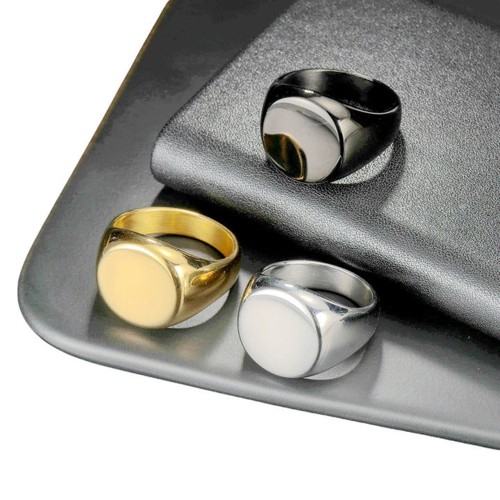 Classic Flat Round Signet Ring, Minimalist Solid Band for Daily Wear, Ideal Gift for Men &amp; Women
