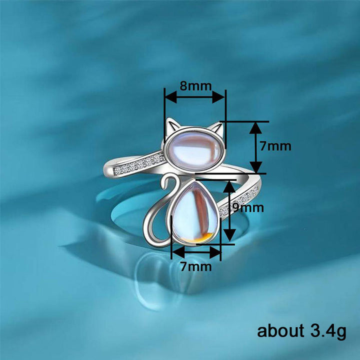 S925 Cat‑Shaped Gemstone Ring, Lovely Gift for Cat Lovers &amp; Pet Owners for Daily Wear