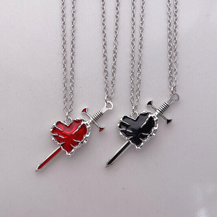 S925 Sword‑Through‑Heart Couple Collarbone Necklaces, Perfect Gift Choice For Couples