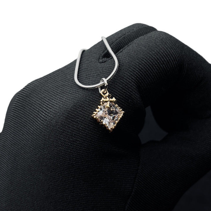 Two‑Tone Cross Diamond Sweater Necklace, Minimalist Gothic Charm Necklace, Ideal Gift for Couples