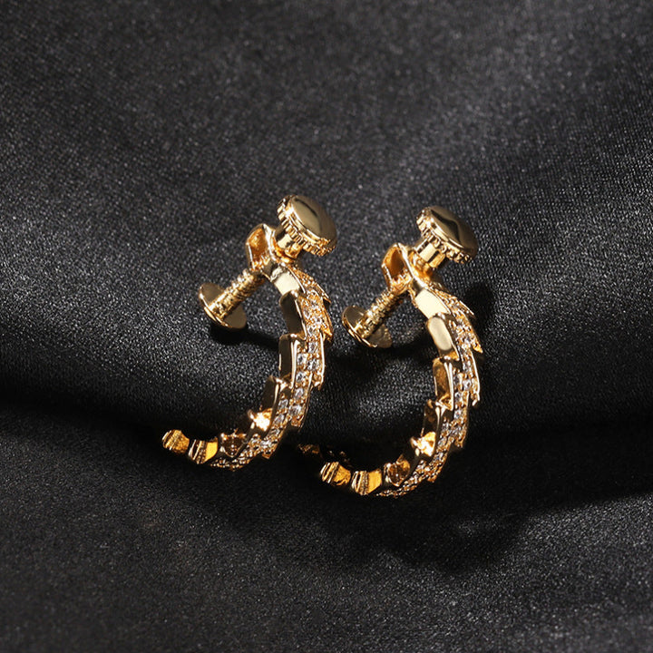 Lightning‑Shaped Pave Diamond Screw‑Back Non‑Piercing Ear Cuffs, Unisex Rock‑Style Adjustable Ear Clips