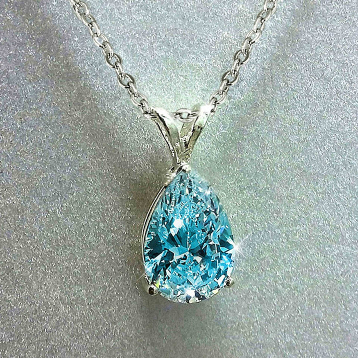 S925 Silver Teardrop Gem Pendant Necklace, Ideal Sentimental Gift For Women