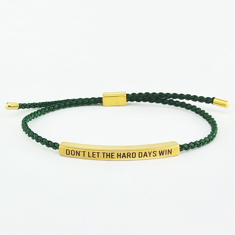 Encouragement Engraved Braided Rope Bracelet, Inspirational Gift For Men &amp; Women
