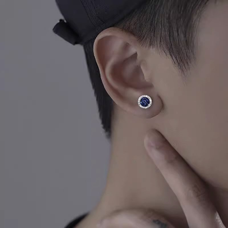 Diamond Cluster Brilliant Magnetic Ear Clips, Men’s Round Halo Magnetic Stud Earrings, No‑Piercing Required