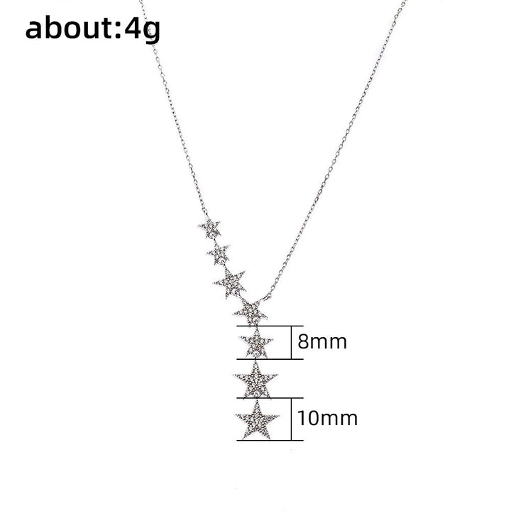 Starry Y Drop Necklace, Cascading Seven Star Pendant Necklace Sparkling Statement Jewelry for Women