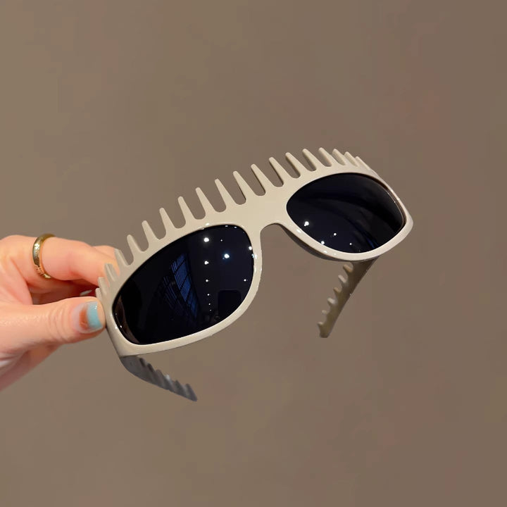 Spiky Serrated Leopard Frame Y2K Statement Sunglasses, Weirdcore Festival Bold UV Protection Shades