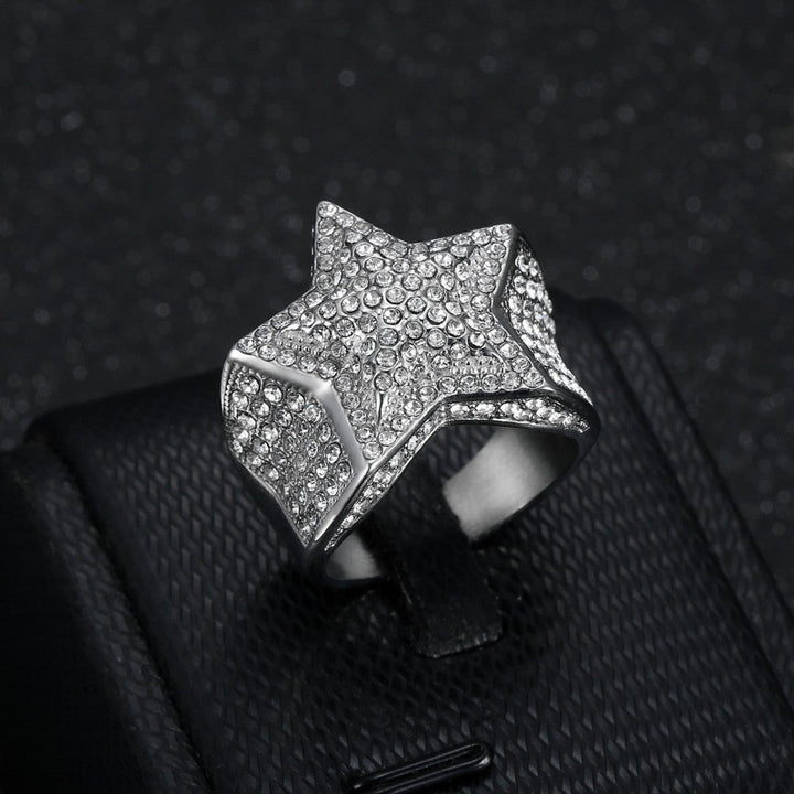 3D Pave Star Bling Statement Ring, Fully Encrusted Diamond Unisex Ring