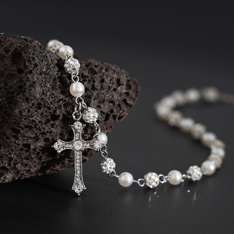 Unisex Cross Necklace, Silver Dainty Religious Faith Couple Collarbone Jewelry For Men & Women