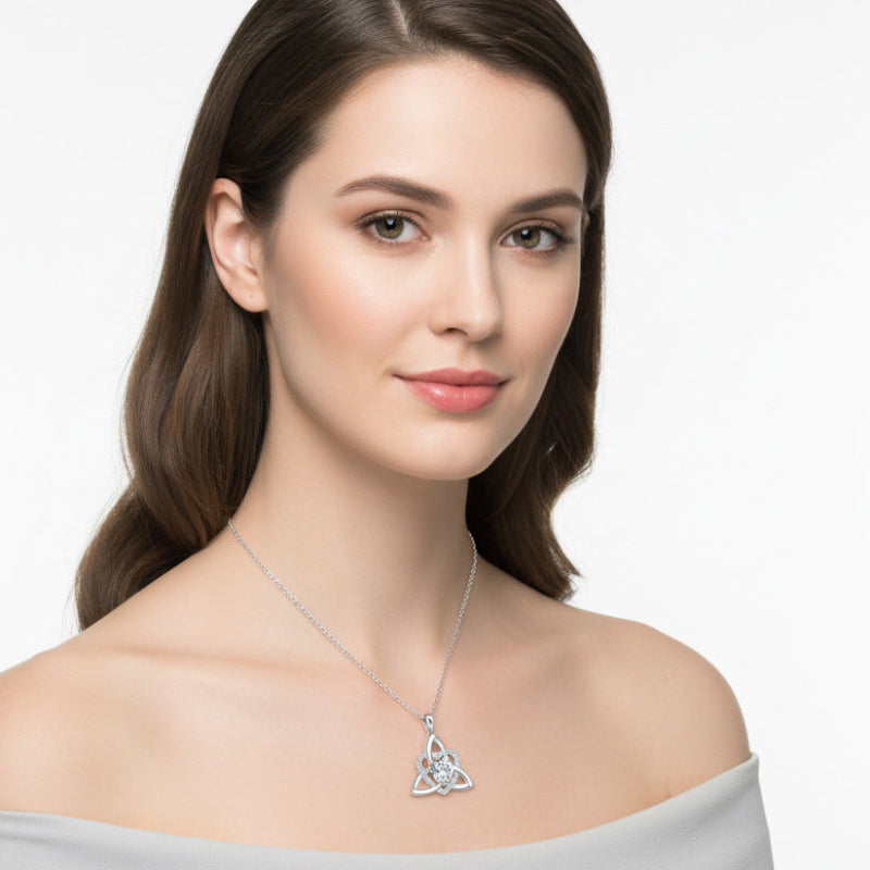 Celtic Trinity Knot Heart Birthstone Necklace, Hypoallergenic Women Sentimental Pendant
