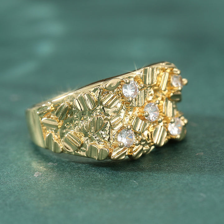 Bohemian style Statement Ring, Bold Chunky Ring with Sparkling Diamonds for Men &amp; Women