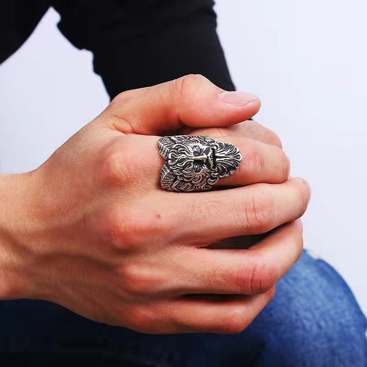 Vintage Goat Head Series Open Adjustable Men’s Rings, Trendy, Distinctive Hip-Hop Ring