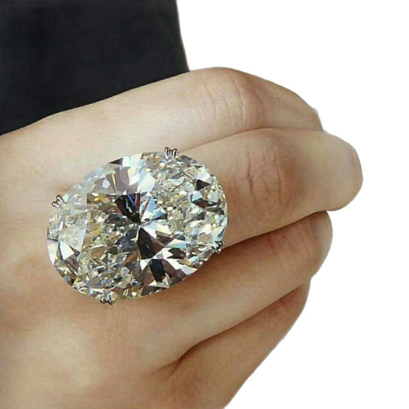 Multi-Cut Center Diamond Statement Ring Collection, Oval / Emerald / Pear Three-Stone Silver Cocktail Rings