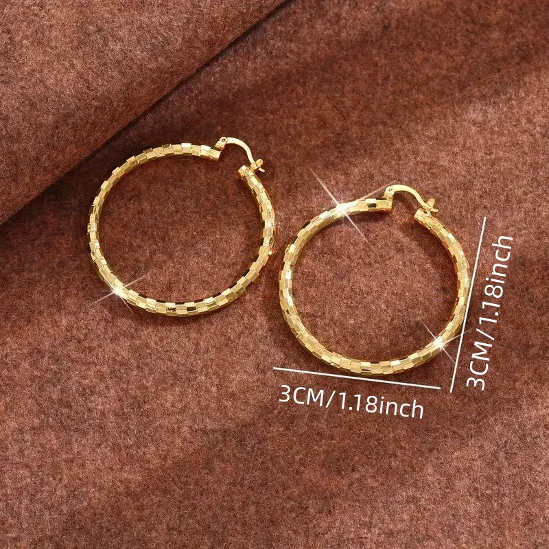 S925 &amp; 14K‑Tone Textured Hoop Earrings, Minimalist, High-End Circular Earrings