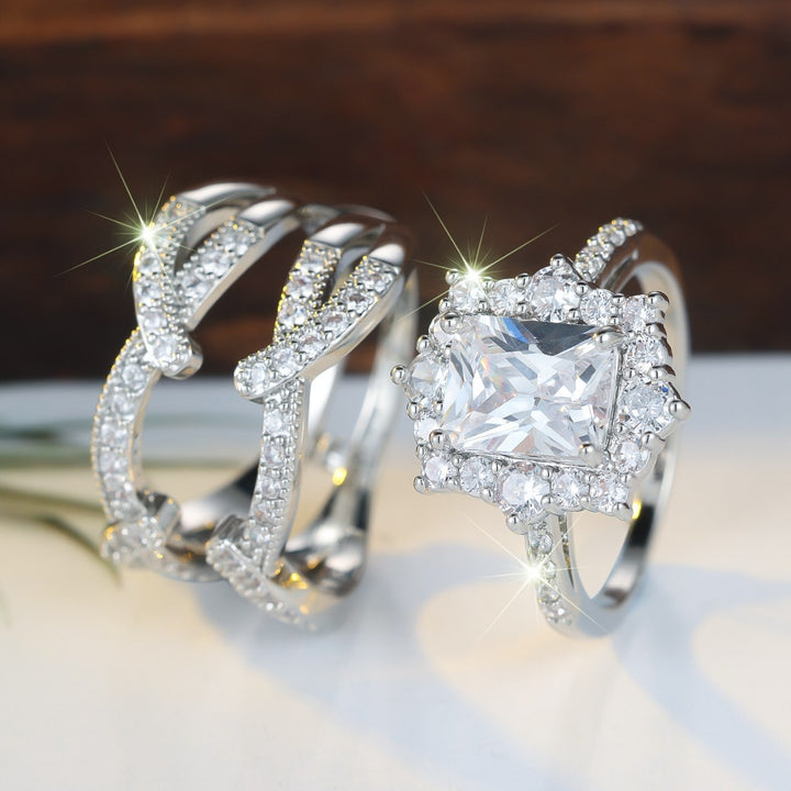 Radiant Cut Diamond Ring Set, Perfect for Birthday, Christmas Gift &amp; Daily Wear for Women