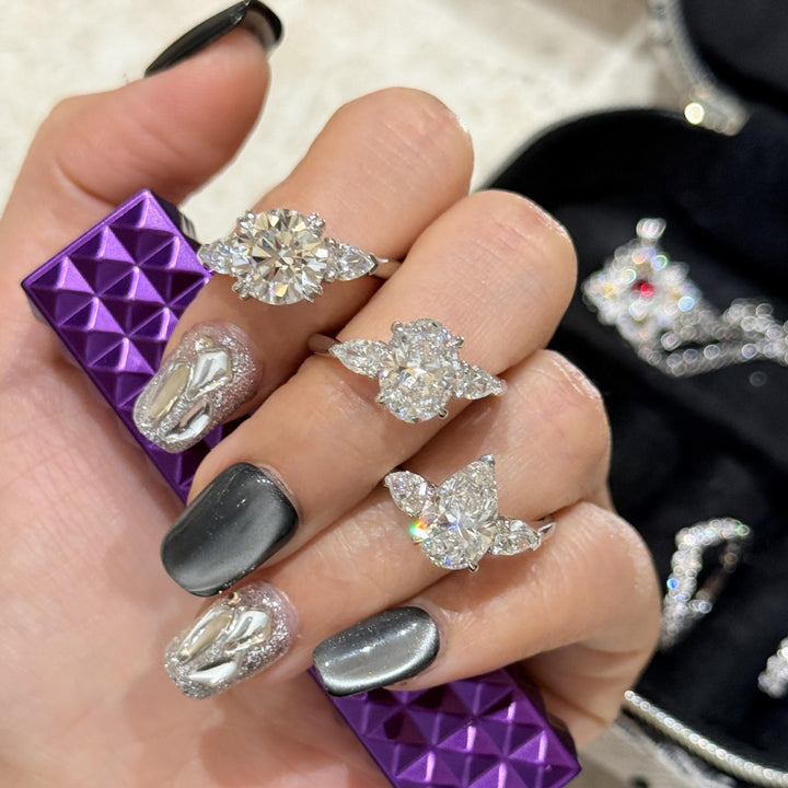 Stunning Adjustable Open 2-Carat Diamond Ring Set, Sparkling Statement Rings for Women