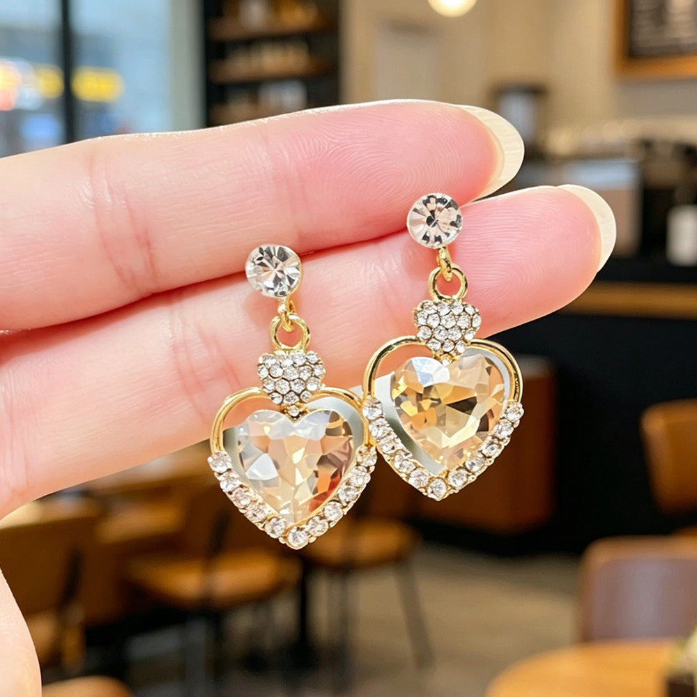 Heart Shape Drop Dangle Earrings, Exquisite, Ethereal Statement Earrings for Women
