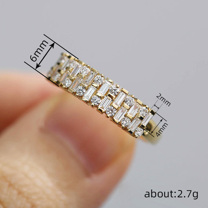 Baguette Diamond Full Eternity Band Ring, 14K Stackable Statement Elegant Ring