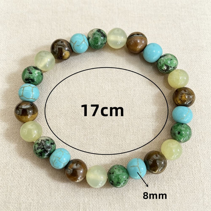 Mixed Natural Stone Beaded Stretch Bracelet, Multi Color Round Gemstone Stackable Wrist Bracelet For Men Women