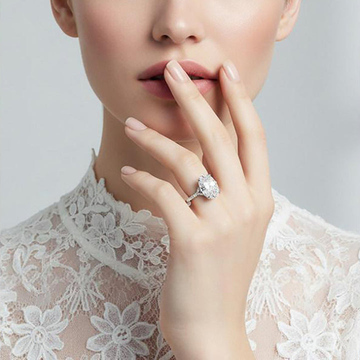 "Ice Flower" Cut Diamond Engagement Open Ring, Luxurious Paved Band Promise Ring for Women