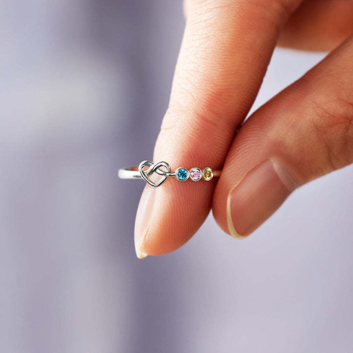 Adjustable Opening Interlocked Infinity Heart Stackable Ring, Dainty Personalized Family Promise Ring For Women