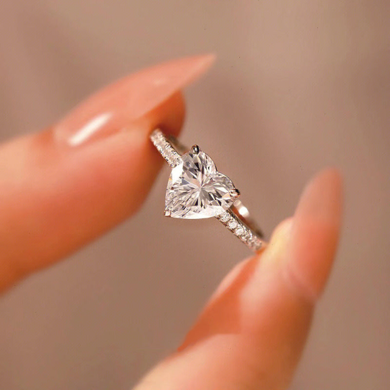 Heart Cut Solitaire Diamond Engagement Ring, Bridal Promise Wedding Ring Luxury Women’s Statement Jewelry