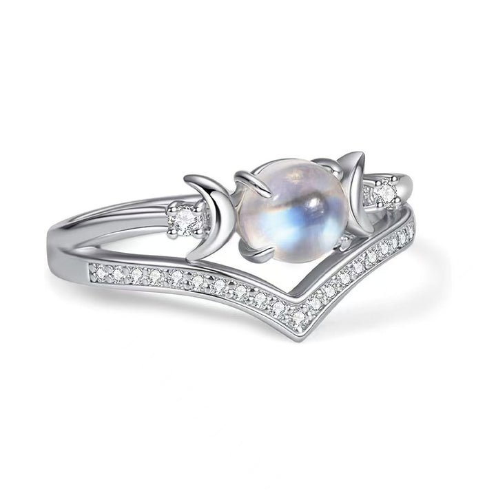 Vintage-Style Round Gem Adjustable Statement Ring, Openwork Gothic Ring for Women