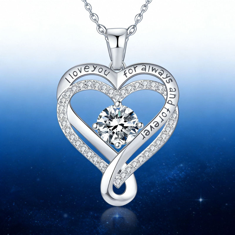 December Birthstone Eternal Heart Double Heart Necklace for Women