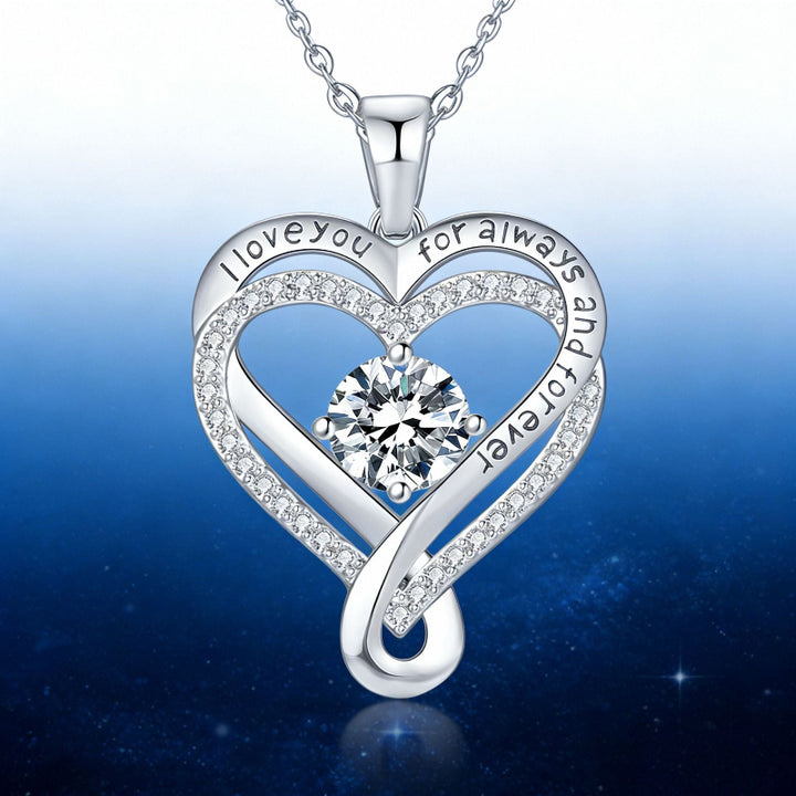 December Birthstone Eternal Heart Double Heart Necklace for Women