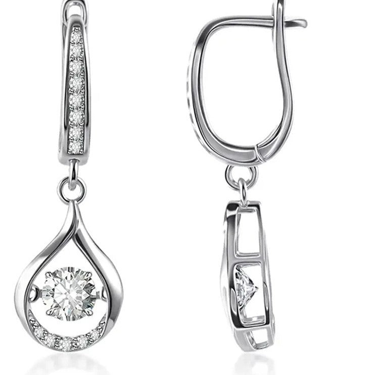 Teardrop-shaped Travel Souvenir Earrings, Sparkling Diamond Design for Women