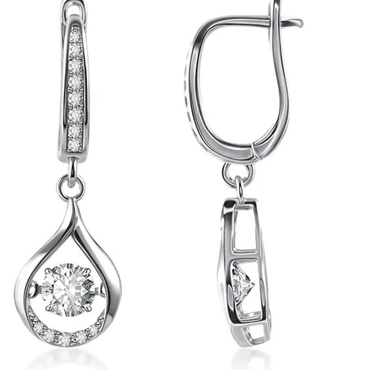 Teardrop-shaped Travel Souvenir Earrings, Sparkling Diamond Design for Women