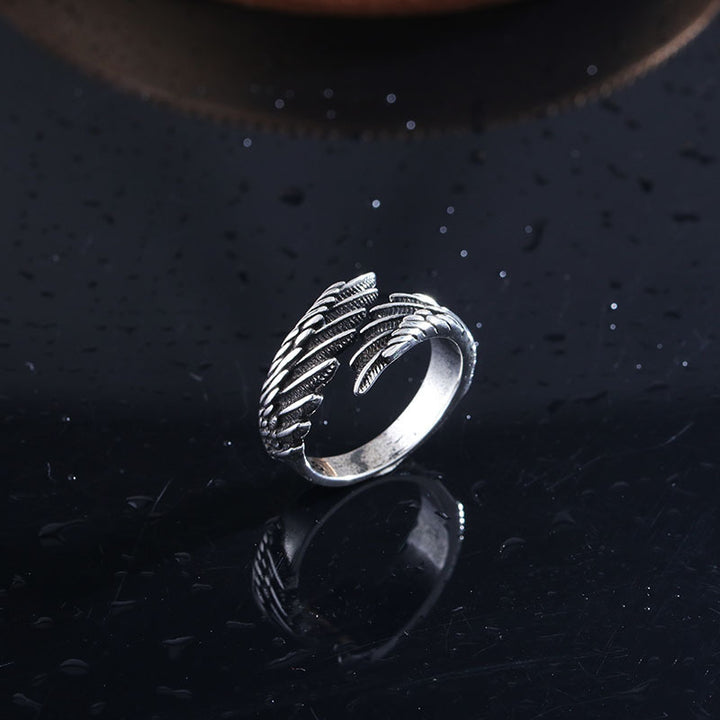 Retro Angel Wings Ring, Trendy and Unique Open Ring for Men