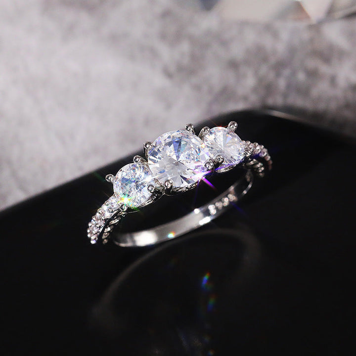 Three Stone Pave Diamonds Engagement Ring, Vintage Milgrain Promise Ring For Women