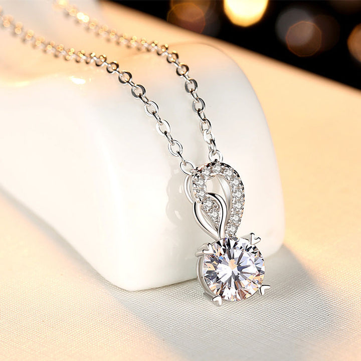 Elegant Twisted Round Diamond Pendant Necklace, Sophisticated Daily & Evening Statement Clavicle Chain