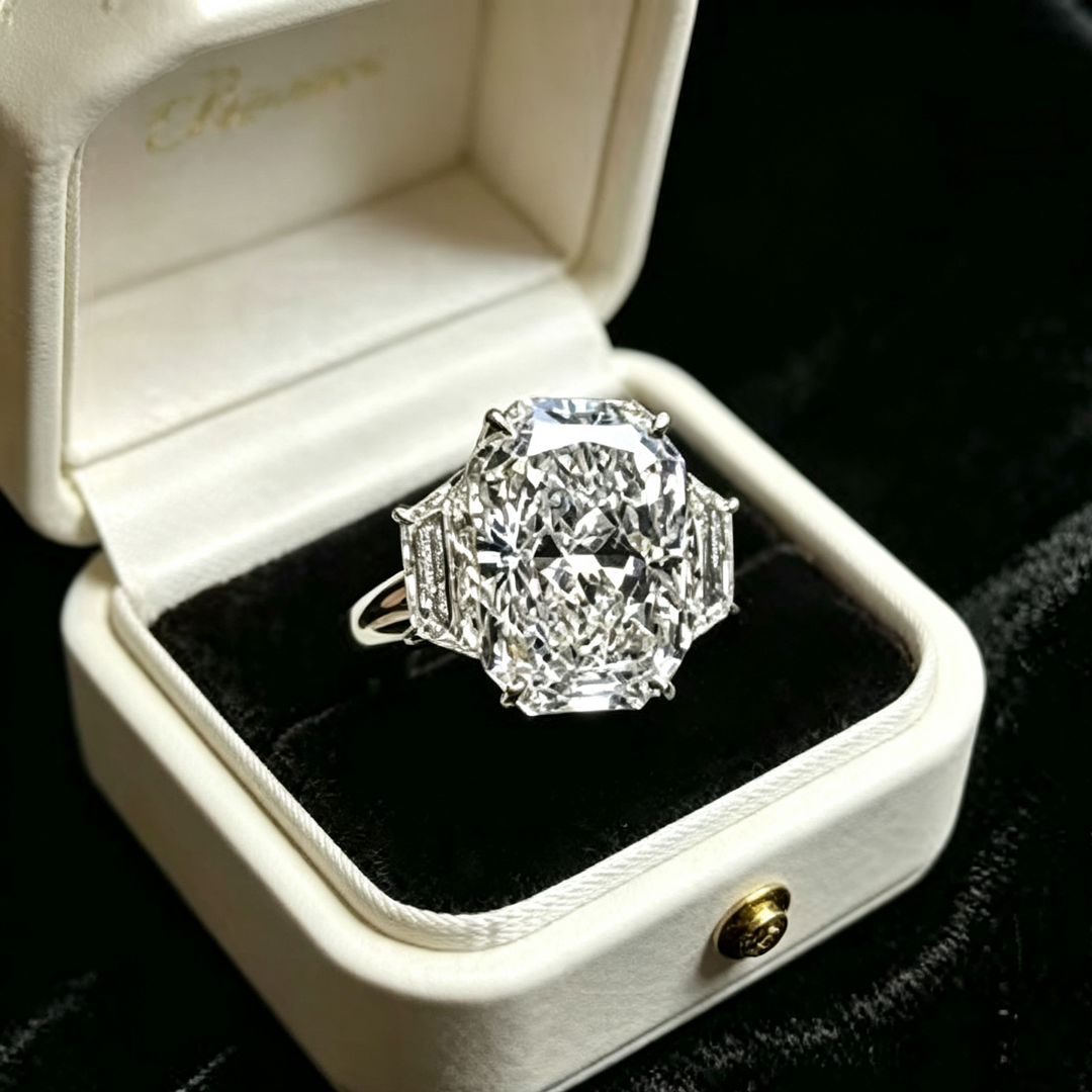 Three‑Stone Radiant Cut Diamond Ring, Ideal for Birthday, Christmas Gift &amp; Daily Wear