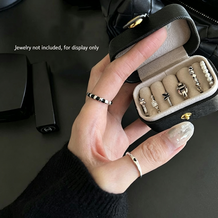 Portable Mini Snap‑Button PU Leather Ring Jewelry Storage Box for Travel Use &amp; Gifting for Jewelry Lovers