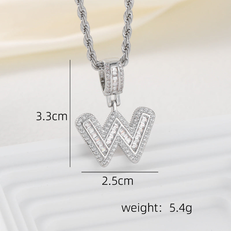 Silver Iced Out Personalized Name Letter Twisted Rope Chain Hip Hop Unisex Jewelry