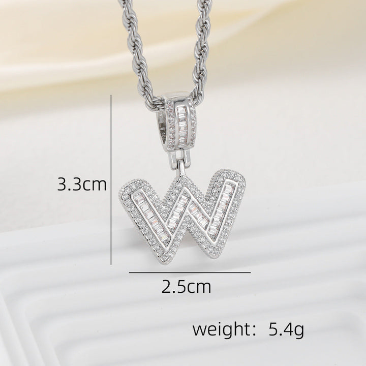 Silver Iced Out Personalized Name Letter Twisted Rope Chain Hip Hop Unisex Jewelry