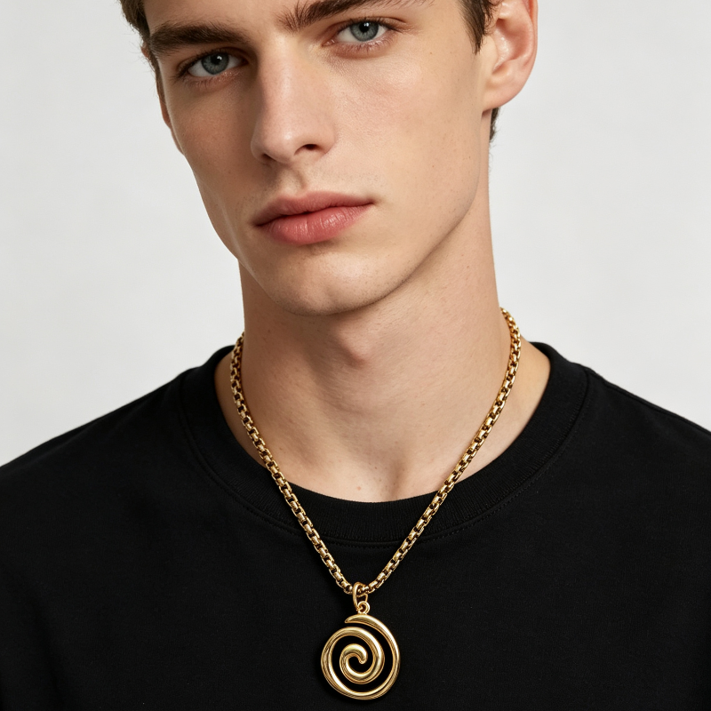 Minimalist Open Spiral Swirl Pendant Necklace, Y2K Rock Necklace Dainty Everyday Collarbone Jewelry