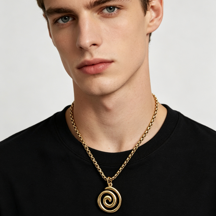 Minimalist Open Spiral Swirl Pendant Necklace, Y2K Rock Necklace Dainty Everyday Collarbone Jewelry