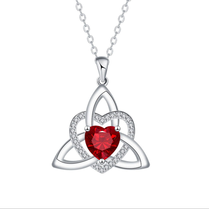 Celtic Trinity Knot Heart Birthstone Necklace, Hypoallergenic Women Sentimental Pendant