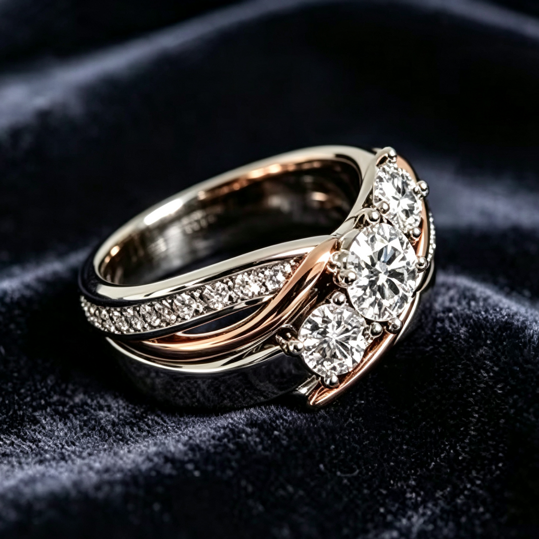 S925 Multi‑Diamond Twisted Band Ring, Versatile, Sophisticated and Chic Style