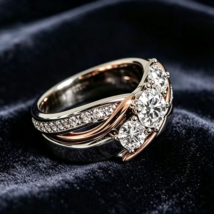 S925 Multi‑Diamond Twisted Band Ring, Versatile, Sophisticated and Chic Style