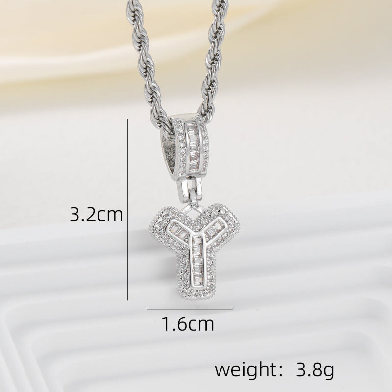 Silver Iced Out Personalized Name Letter Twisted Rope Chain Hip Hop Unisex Jewelry