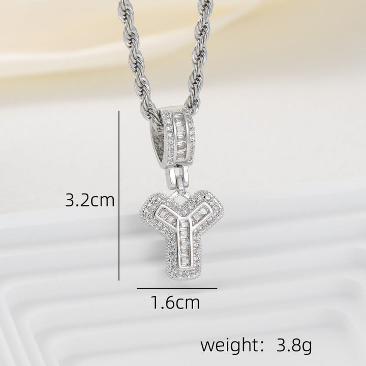 Silver Iced Out Personalized Name Letter Twisted Rope Chain Hip Hop Unisex Jewelry