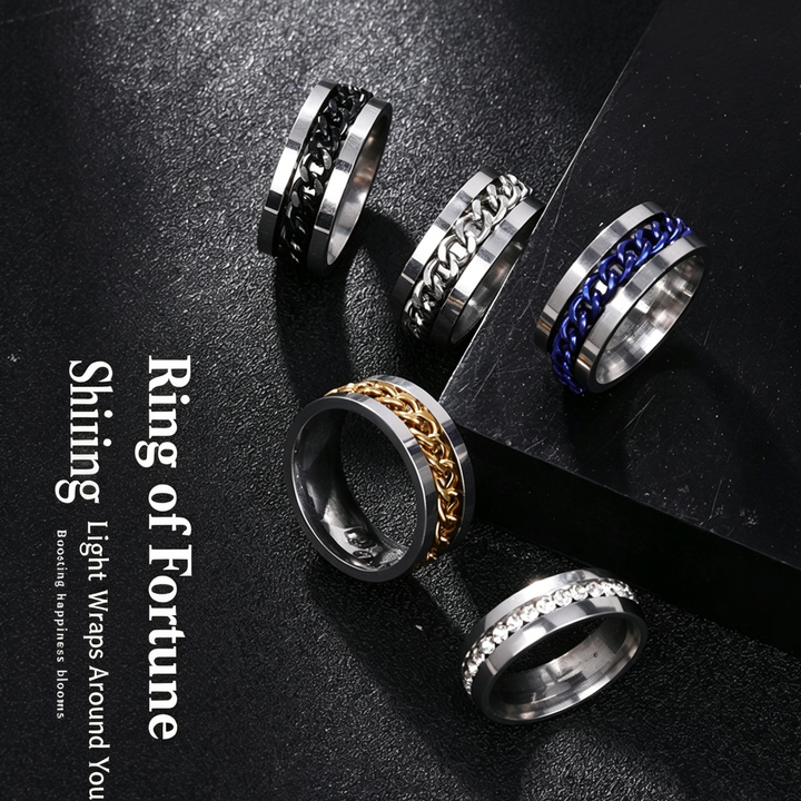 Rotatable Chain Fidget Ring, Cool Spinner Band for Men Daily Wear, Ideal Casual Gift for Him
