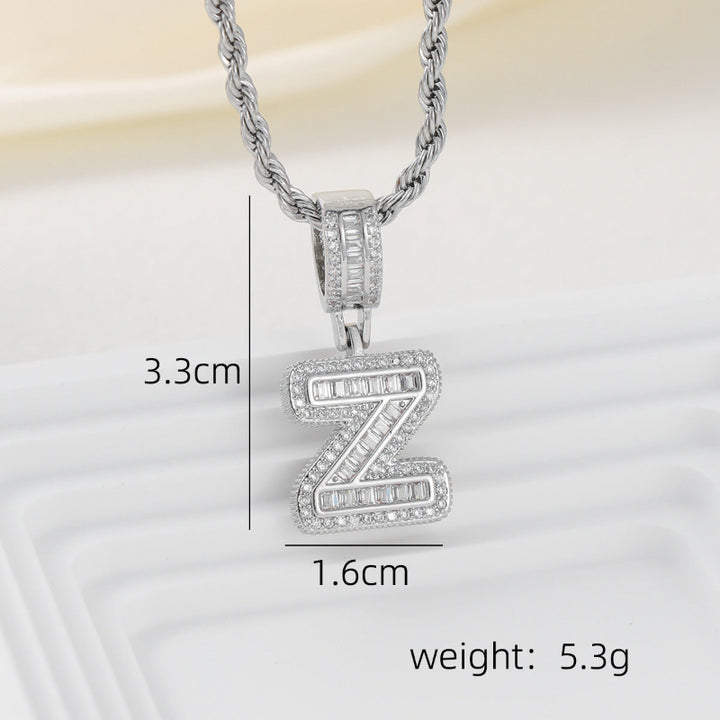 Silver Iced Out Personalized Name Letter Twisted Rope Chain Hip Hop Unisex Jewelry